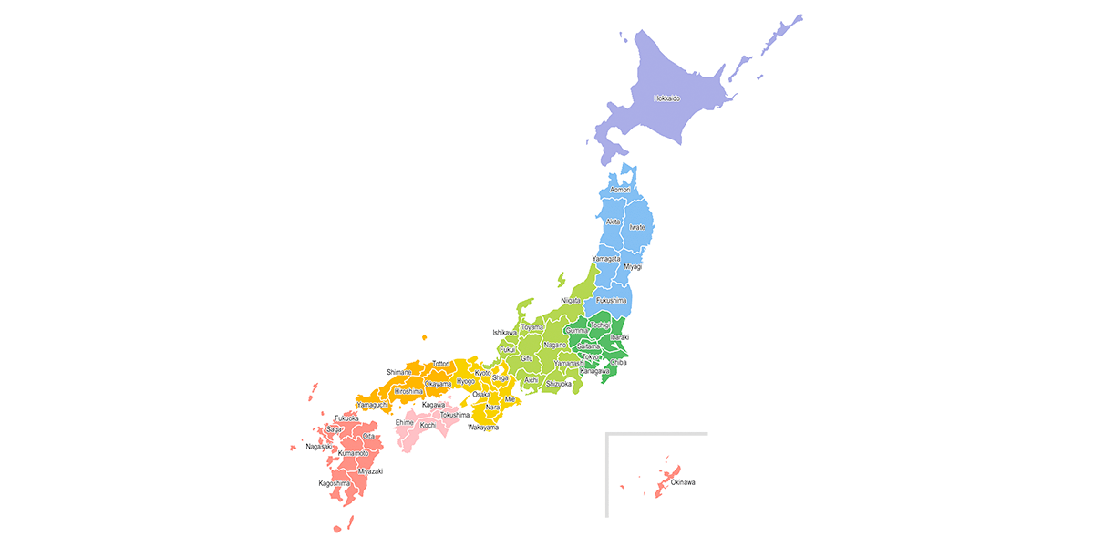 日本地図（都道府県英語表記